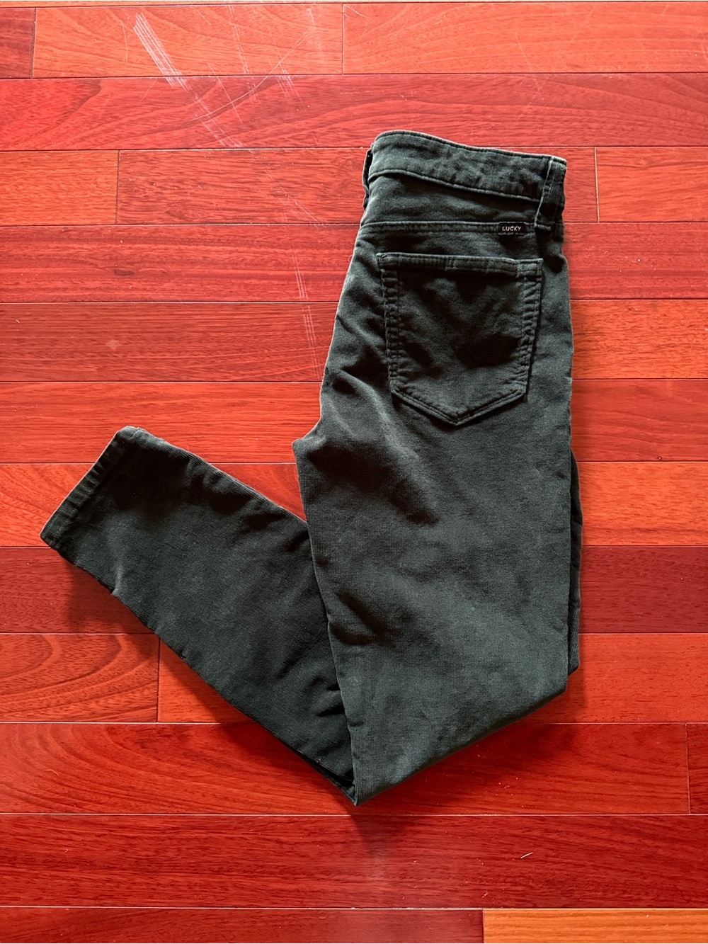 Lucky Women's Dark Green Pine Corduroy Pants - Ava Skinny Slim Fit